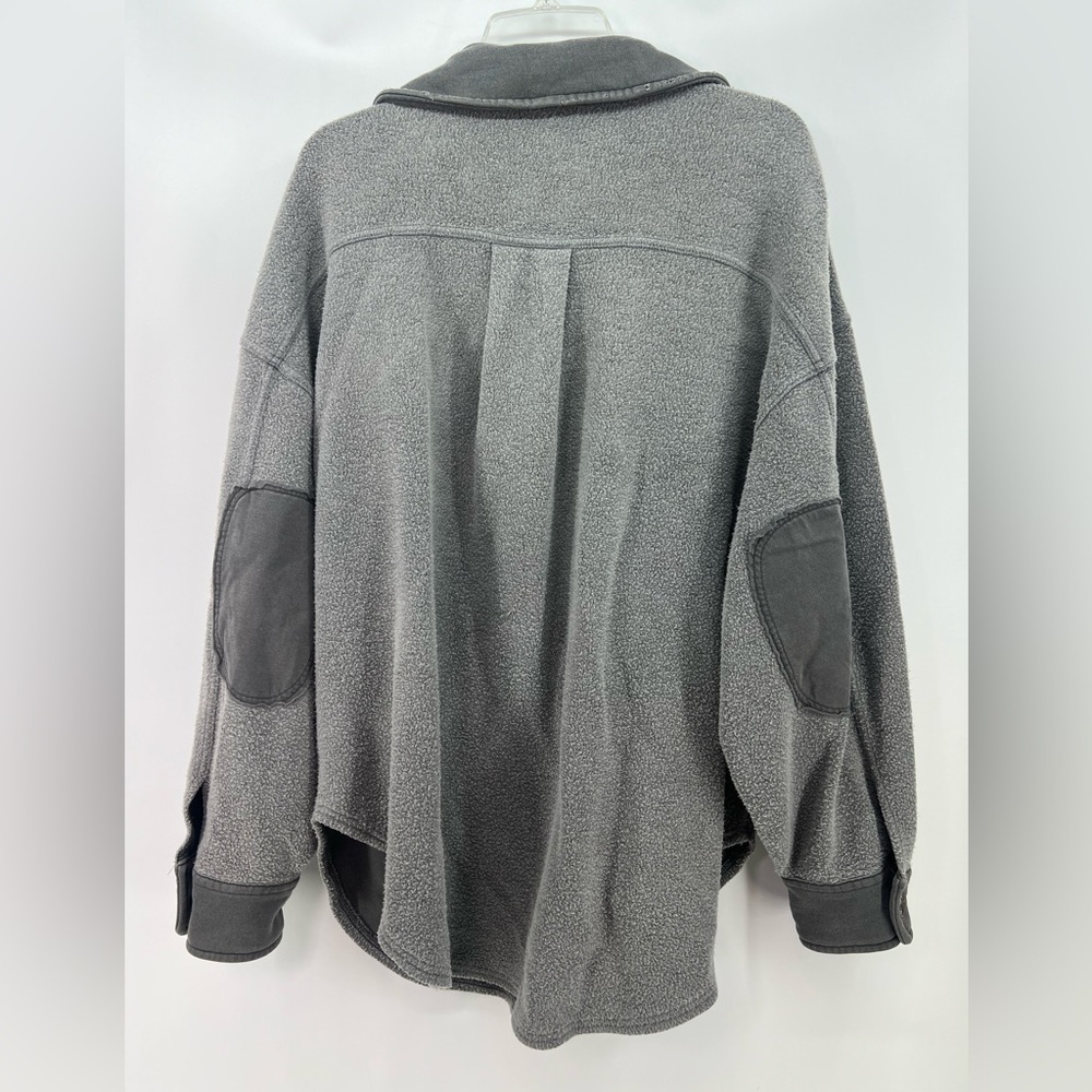 Free People Gray Ruby Oversized Fleece Shirt Jacket Shacket Eucalyptus S Small - Picture 8 of 10